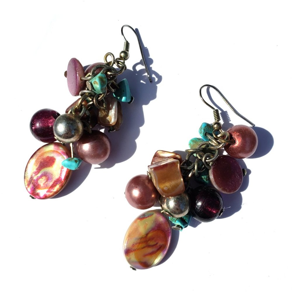 Dangly Purple and Turquoise Earrings